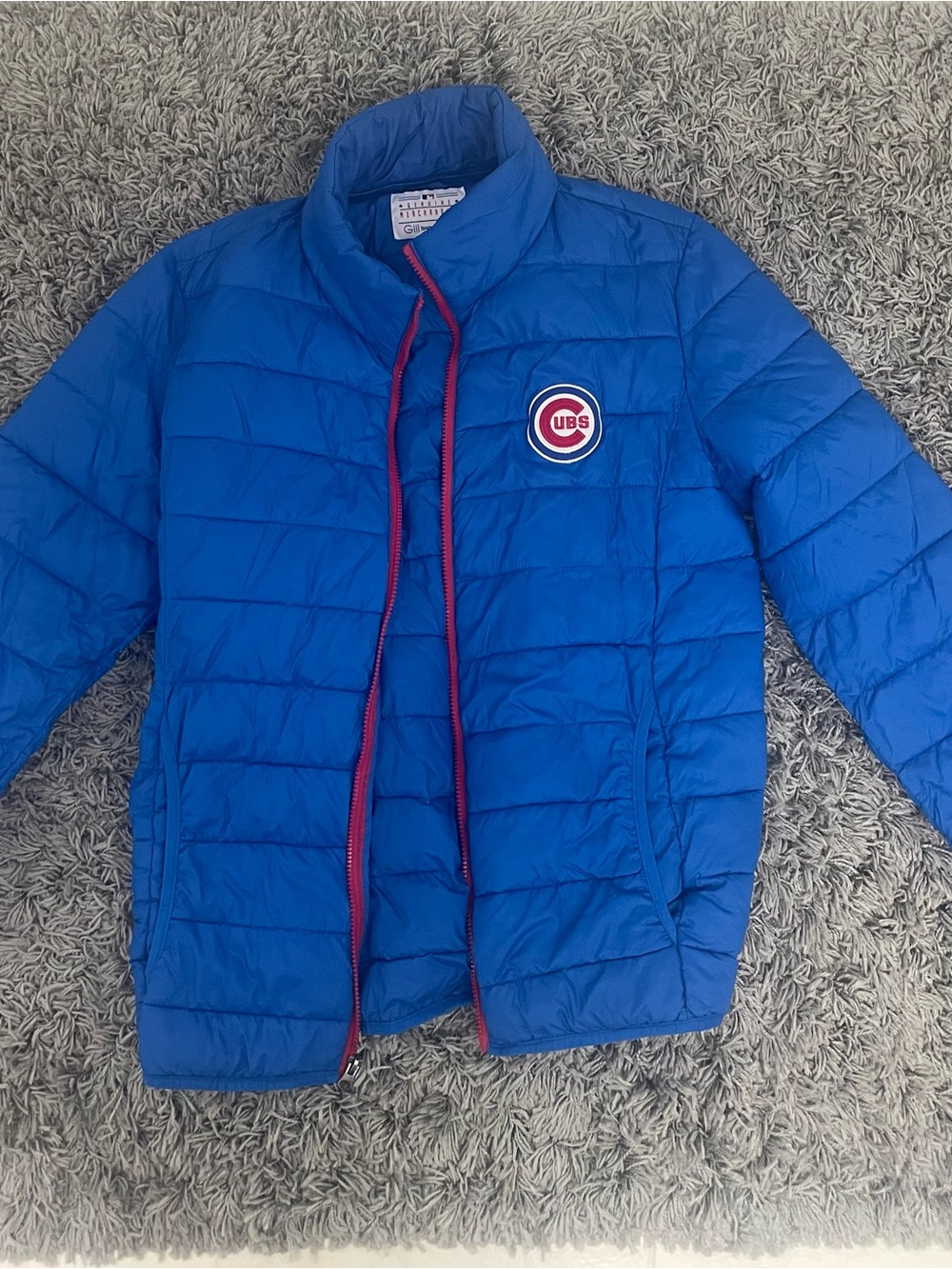 Genuine Merchandise Blue Quilted Puffer Jacket with Cubs Patch